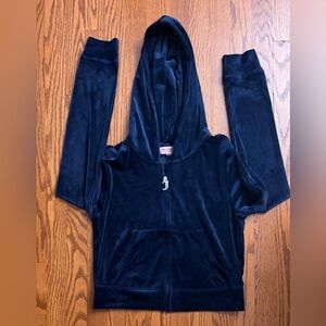 Juicy Couture Bling Navy Blue Zip Up Hoodie Size Medium NWOT